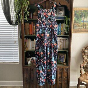 Floral Wide Leg Overalls Jumpsuit | Cottagecore Garden Print | Pockets